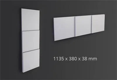 Dimensions of DOMINO 3D Wall Panel ARSTYL® 1135 x 380 x 38mm | DecorMania UK